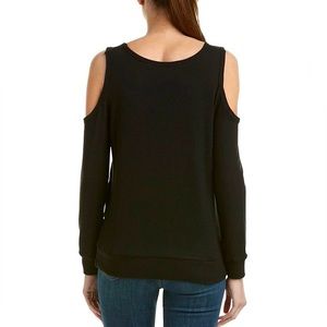 Michael Stars Madison Brushed Jersey Cold Shoulder Black Top